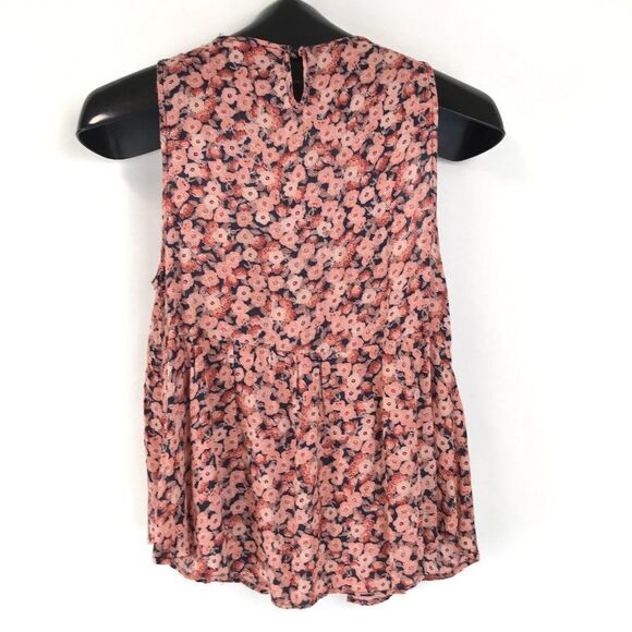 Coco + Jaimeson Floral Peplum Tank Women’s Small Embroidered Scoop Neck Keyhole - Picture 3 of 8
